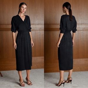 UNDRESS Lithuania ( NWT) | XS/S Maneli Cupro Black Midi Wrap Dress